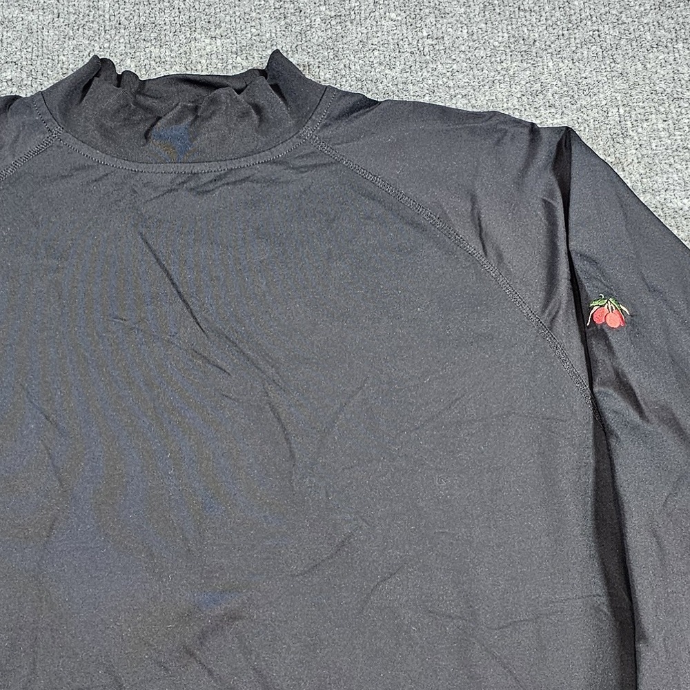 FootJoy Mens L Black Mock Neck Long Sleeve Golf Shirt Cherry Logo 1005152 Mens